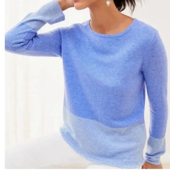 Lilly Pulitzer Rica Cashmere Sweater Heathered Blue Color Block Size XS - Picture 4 of 5